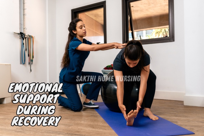 Personalized emotional support during recovery sessions with professional caregivers in Coimbatore, provided by Sakthi Home Nursing