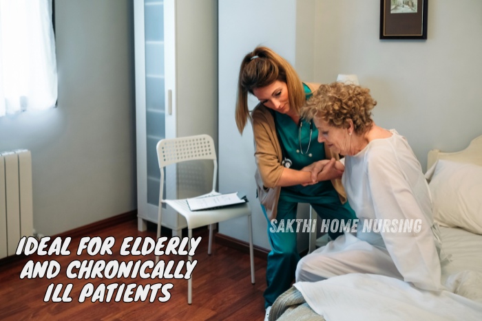 Personalized home nursing support from a compassionate caregiver at Sakthi Home Nursing in Coimbatore