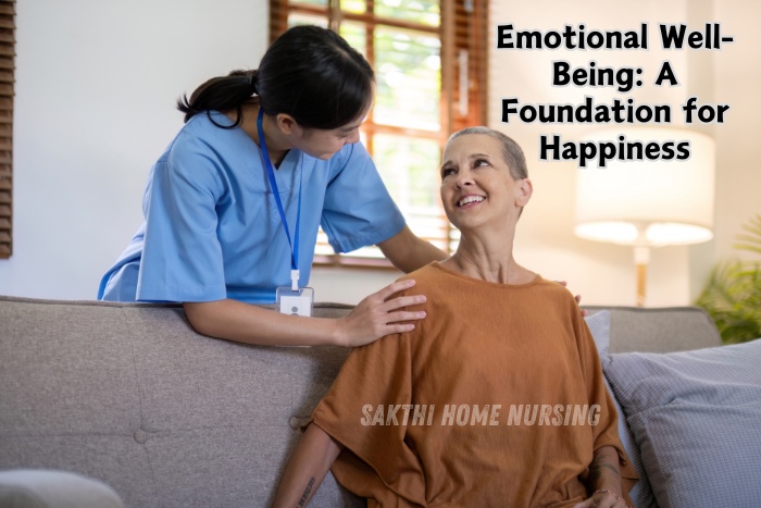 Sakthi Home Nursing in Coimbatore provides emotional support to a smiling patient on a couch, promoting happiness and wellness at home
