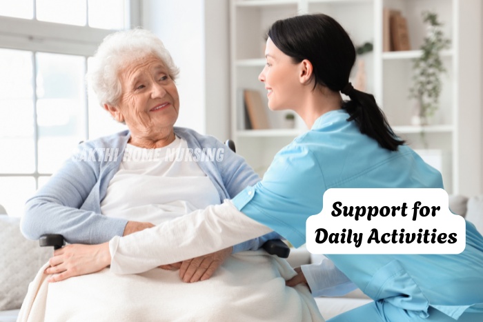 Compassionate support for seniors in daily activities with personalized in-home care by Sakthi Home Nursing in Coimbatore