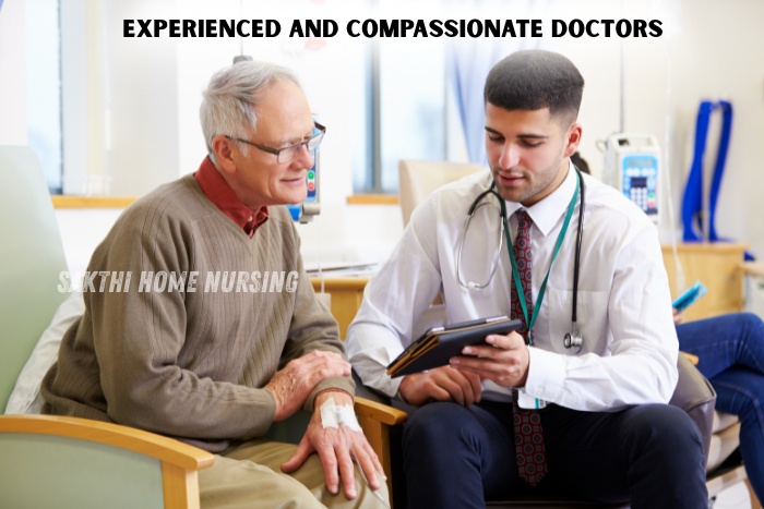 Experienced doctor consulting an elderly patient care, medical support and trusted home care services by Sakthi Home Nursing