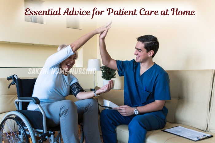 Woman in a wheelchair during home care service—Sakthi Home Nursing in Coimbatore provides expert and cheerful patient care