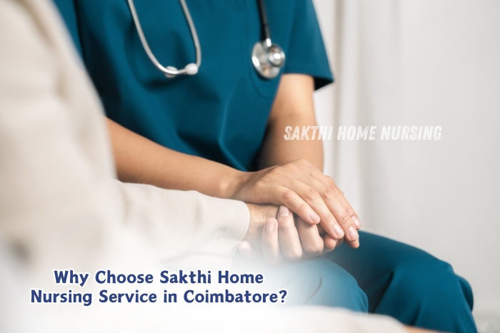 Gently holding a patient’s hand, showcasing the trusted and Home Caring service of Sakthi Home Nursing in Coimbatore
